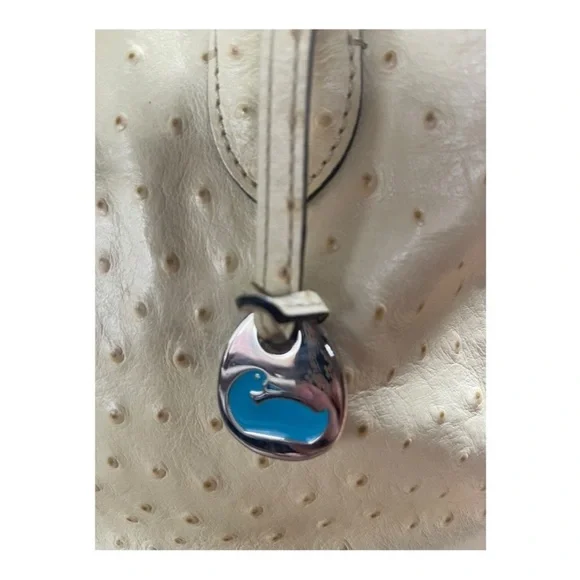 Dooney & Bourke Vintage Cream Ostrich Inspired Leather Shoulder Bag - Picture 2 of 11